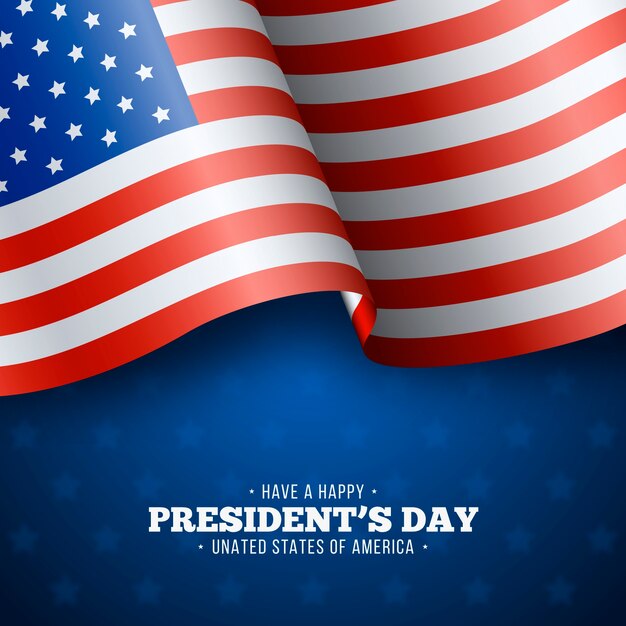 President's day with realistic flag