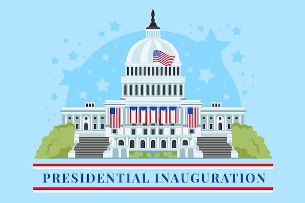 Free Vector presidential inauguration illustration with for usa white house and american flags