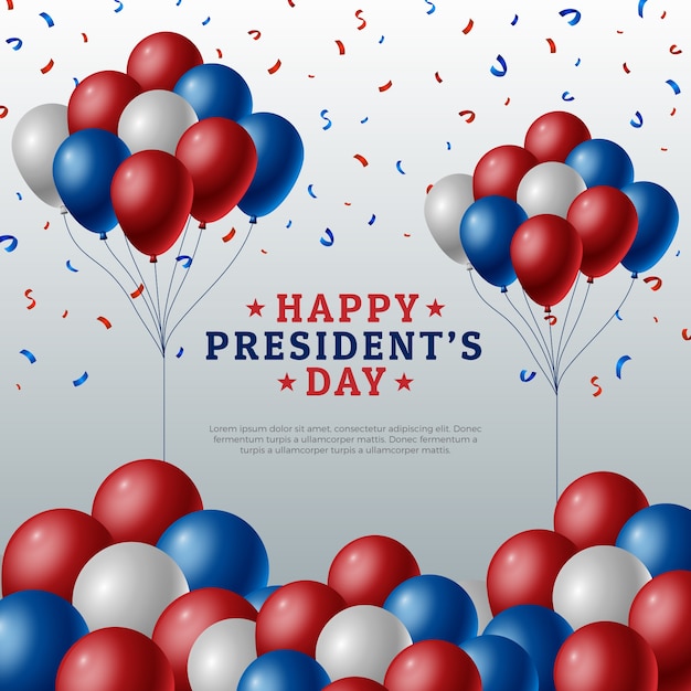 Presidents day concept with realistic balloons