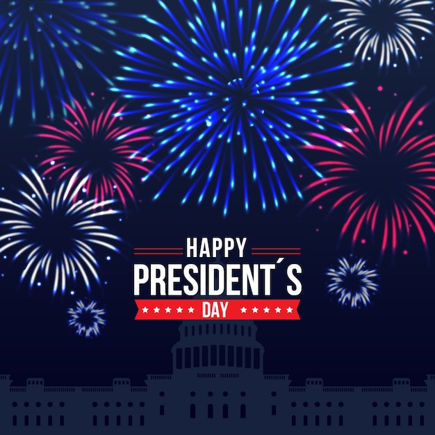 Presidents day event celebration with fireworks design