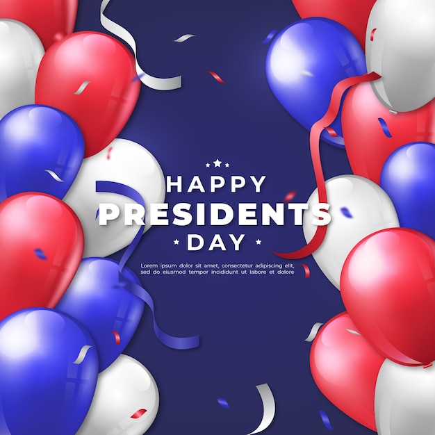 Presidents day with realistic balloons