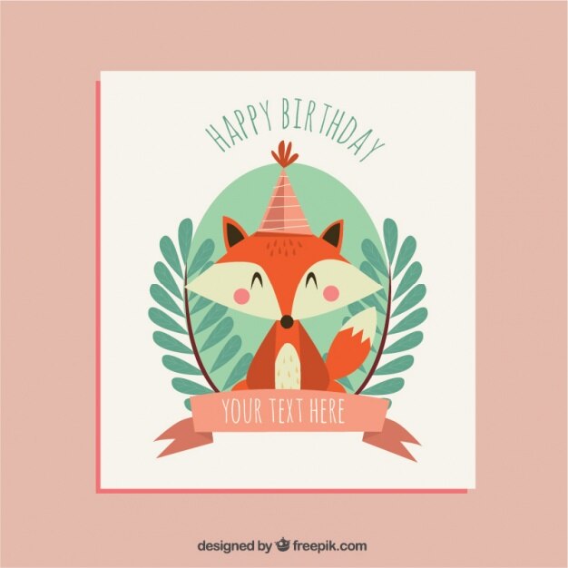 Pretty birthday card with nice foxy