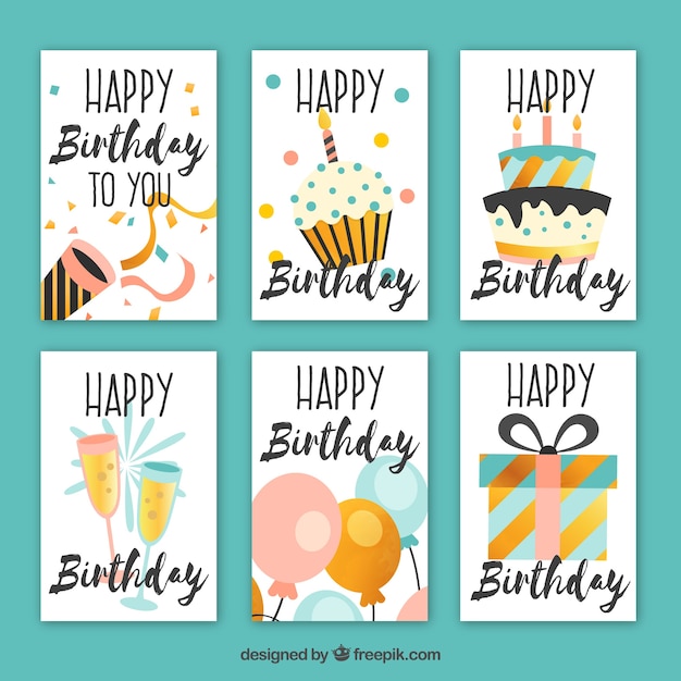 Free Vector pretty birthday cards in vintage style