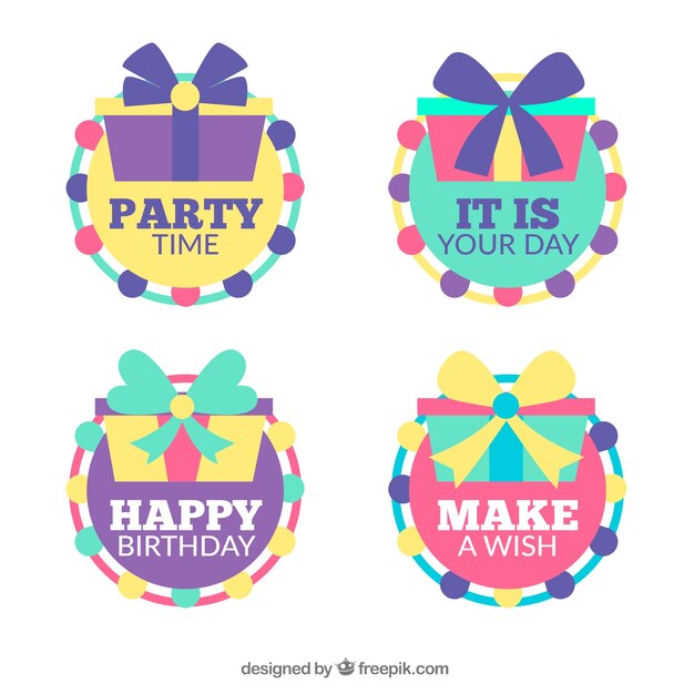 Pretty birthday stickers with gifts