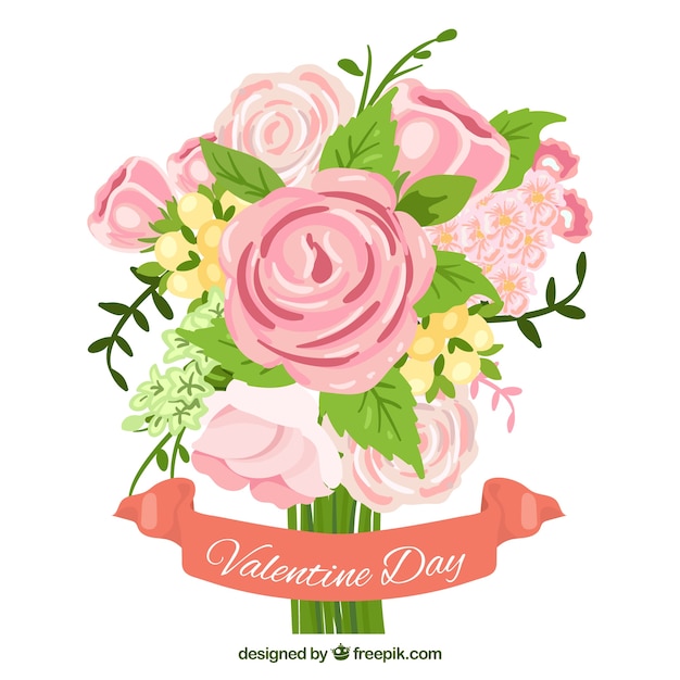 Free vector pretty bouquet of roses for san valentine