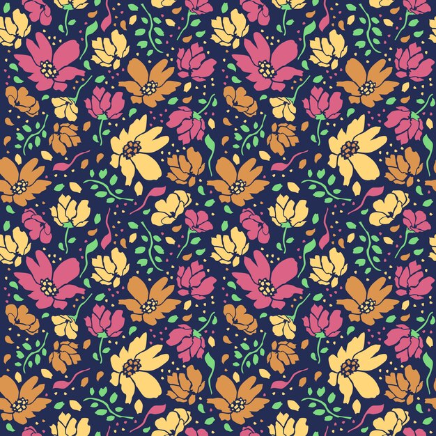 Pretty ditsy flowers seamless editable pattern