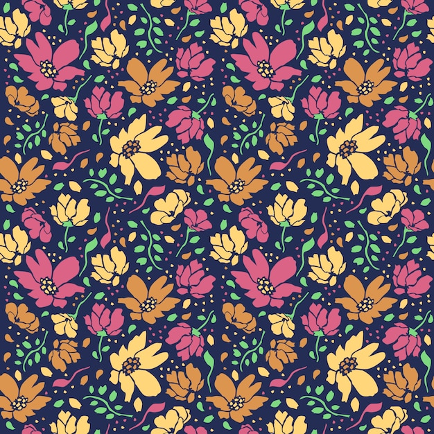 Pretty ditsy flowers seamless editable pattern