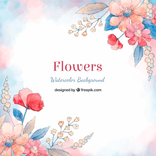 Pretty flowers background in watercolor style