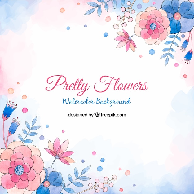 Pretty flowers background in watercolor style