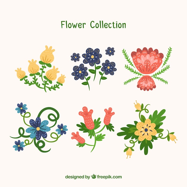 Pretty flowers collection in flat style