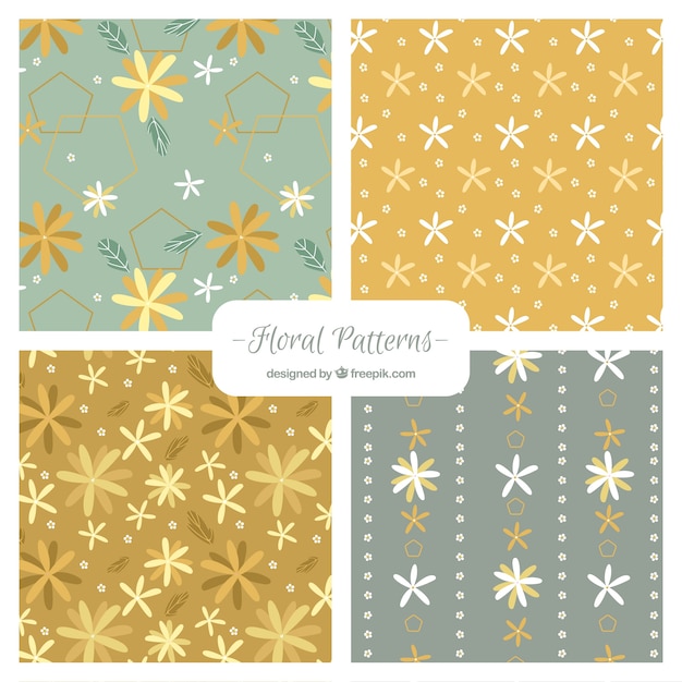 Pretty flowers patterns collection in flat style