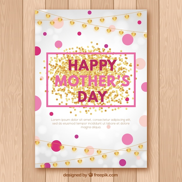 Pretty greeting card with garlands and circles for mother's day