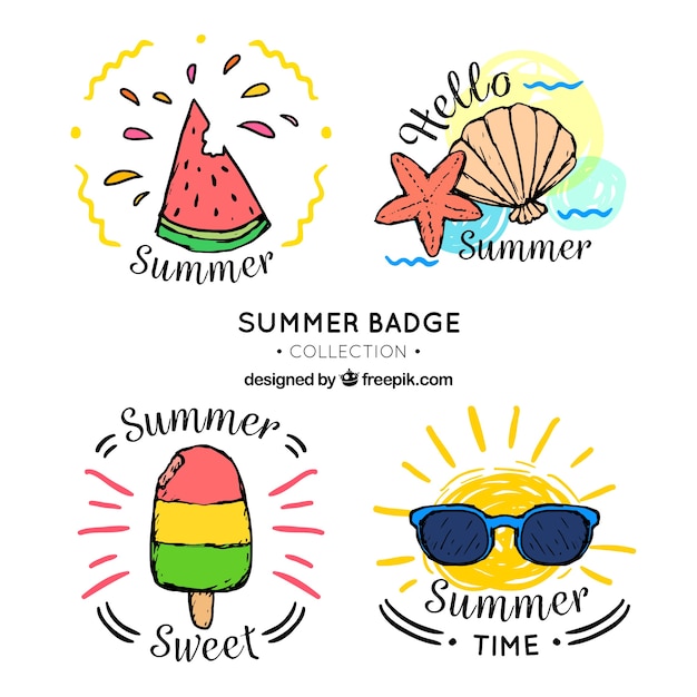 Pretty hand drawn summer badges