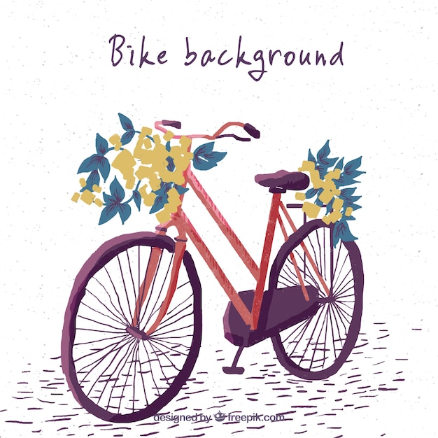 Free Vector pretty hand painted vintage bicycle background