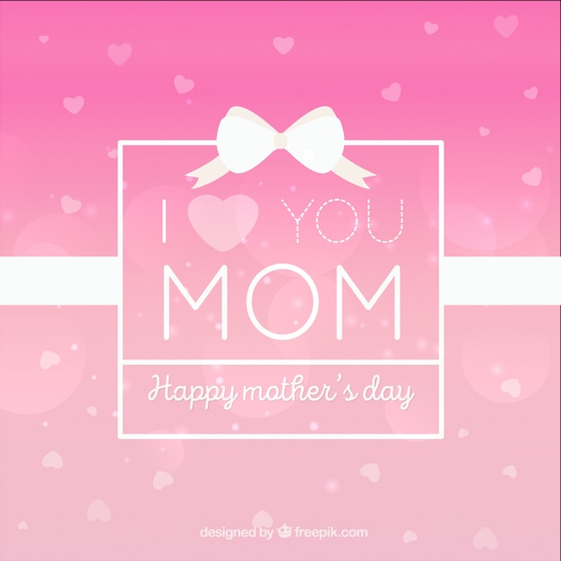 Pretty mother's day background with hearts and decorative bow