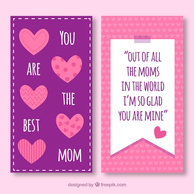 Pretty mother's day banners with decorative hearts