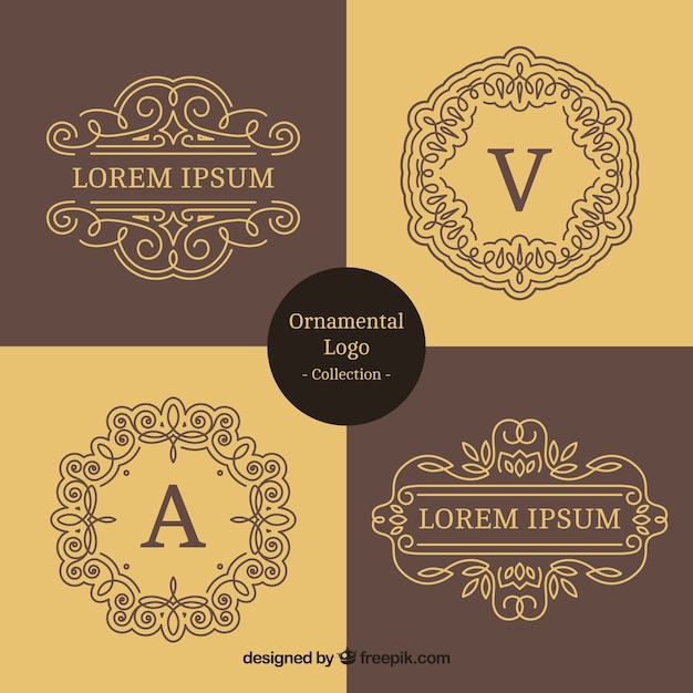 Free Vector pretty ornamental logo collection