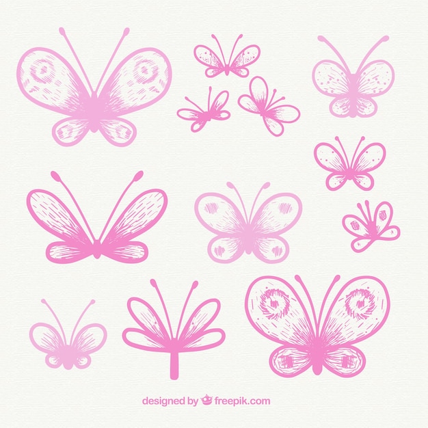 Free Vector pretty pack of pink butterflies