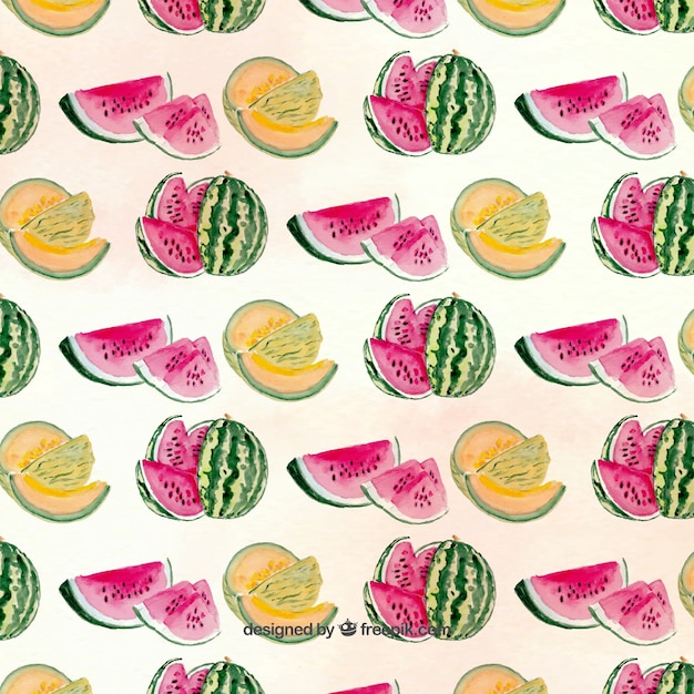 Free Vector pretty pattern with melons and watermelons