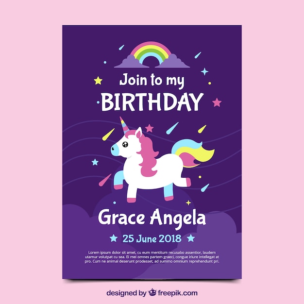 Pretty purple unicorn card