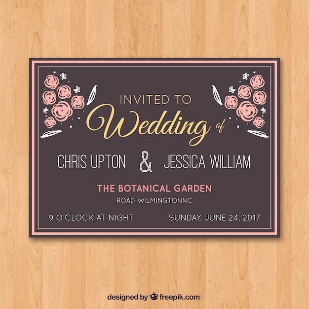 Pretty retro wedding invitation