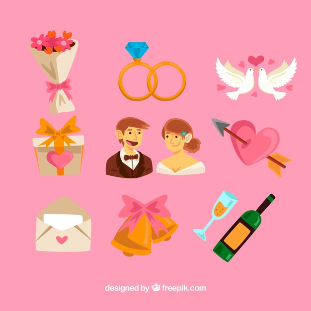 Pretty selection of colored wedding items