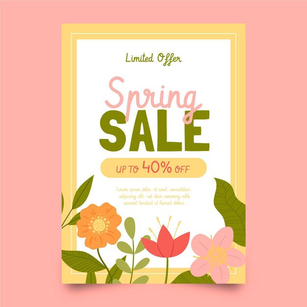 Pretty spring sale flyer template