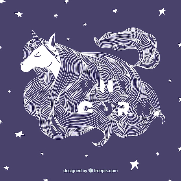 Free vector pretty star background with unicorn illustration