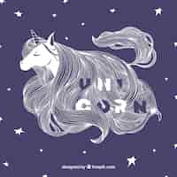 Free vector pretty star background with unicorn illustration