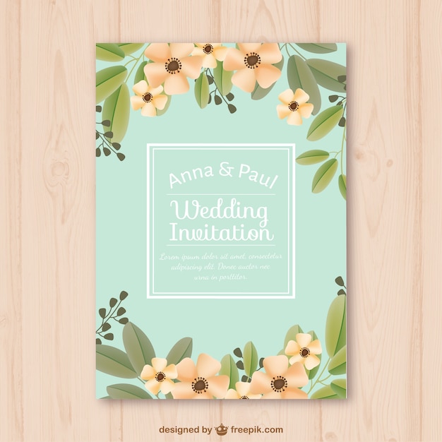 Pretty vintage floral wedding invitation