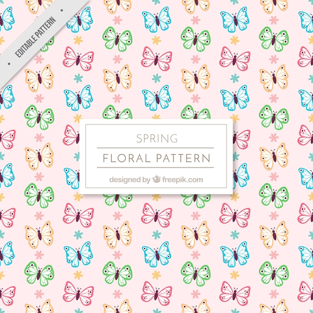 Free vector pretty vintage pattern of butterflies and flowers