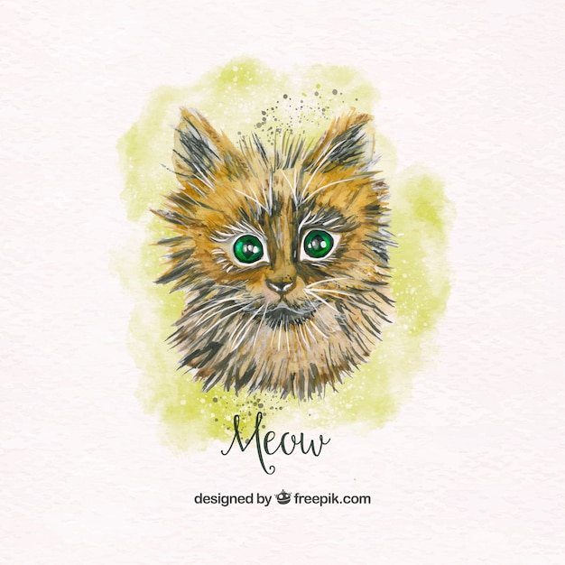 Free Vector pretty watercolor cat