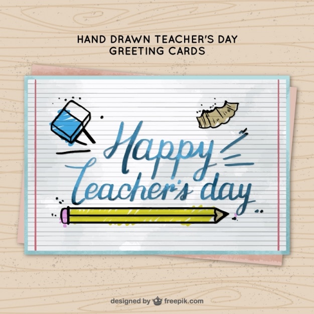 Free Vector pretty watercolor greeting card teacher's day