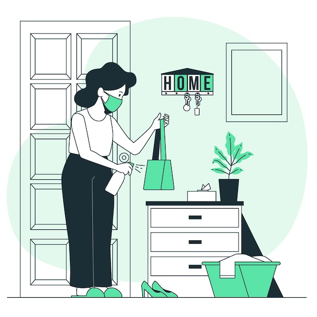 Preventive measures when you get home concept illustration