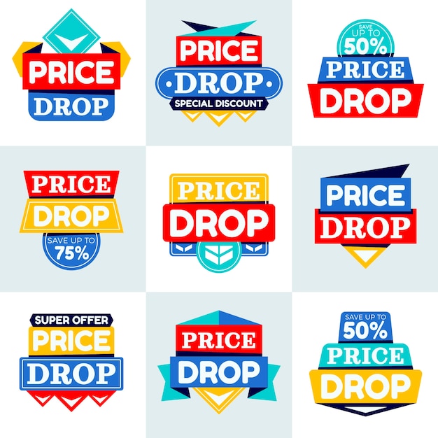 Price drop label set design