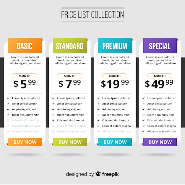 Price list collection