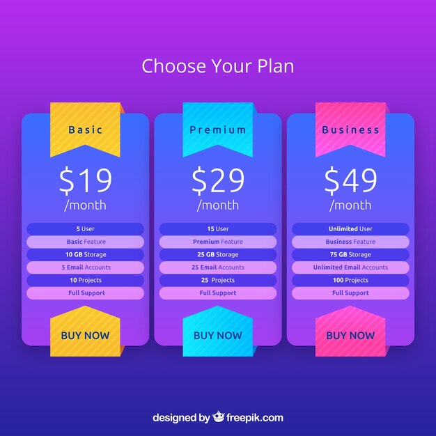 Pricing table pack