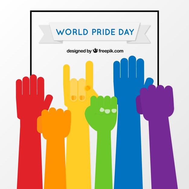 Pride day background with colorful hands