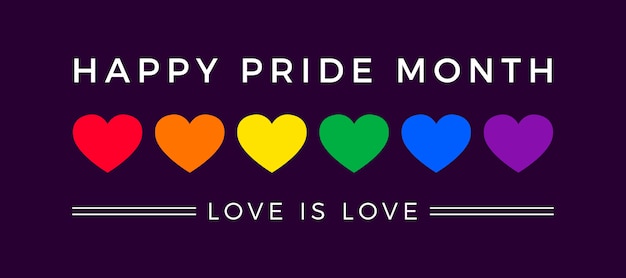 Pride Day Banner with Hearts Flag