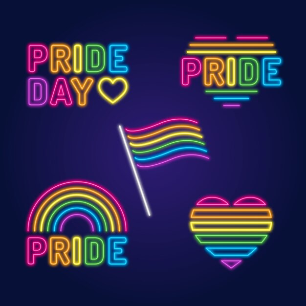 Pride day celebration neon signs