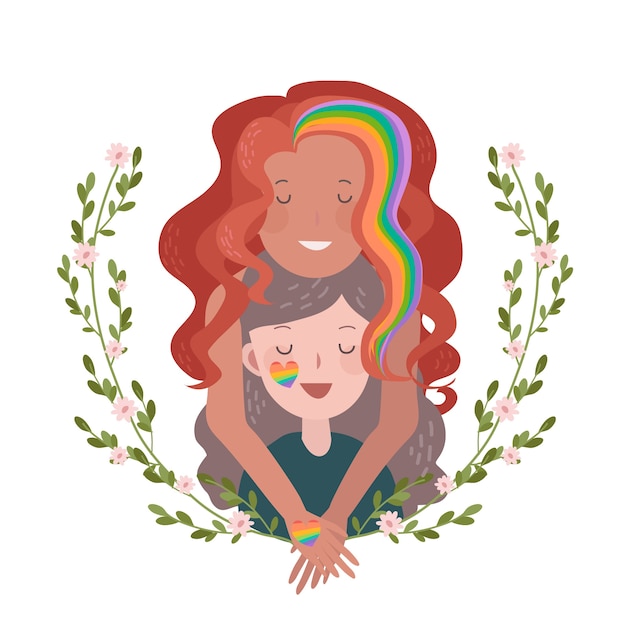 Free Vector pride day concept lesbian couple