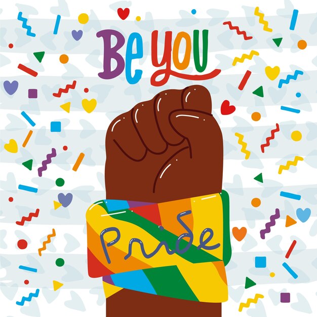 Free Vector pride day concept with fist