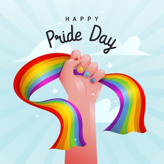 Pride day concept with hand holding rainbow