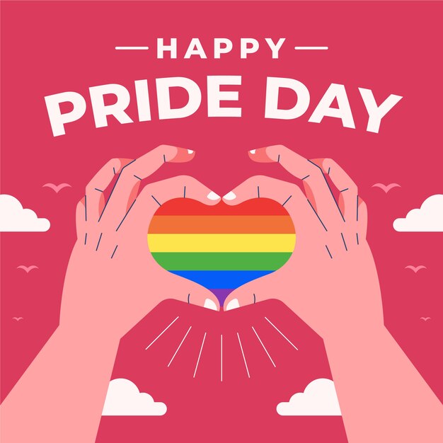 Pride day concept with hands making heart