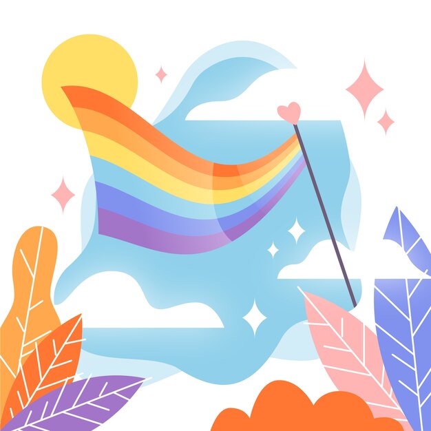 Pride day flag background with sky