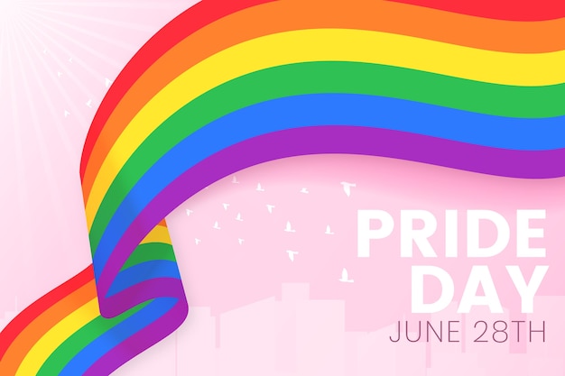 Pride day flag ribbon background