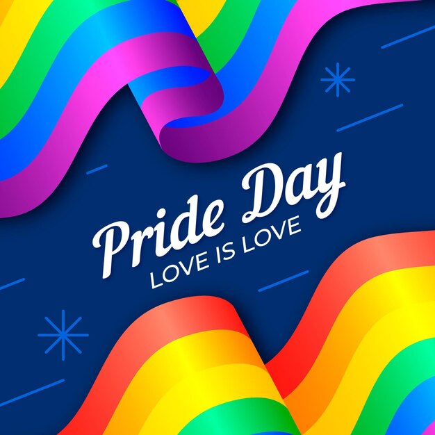 Pride day flag with love is love message