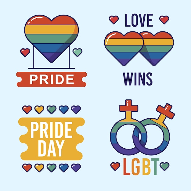 Free vector pride day label collection concept