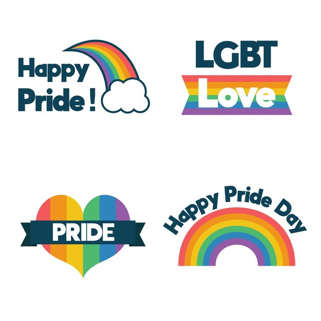 Pride day label collection concept