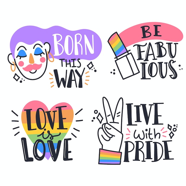 Free vector pride day label collection